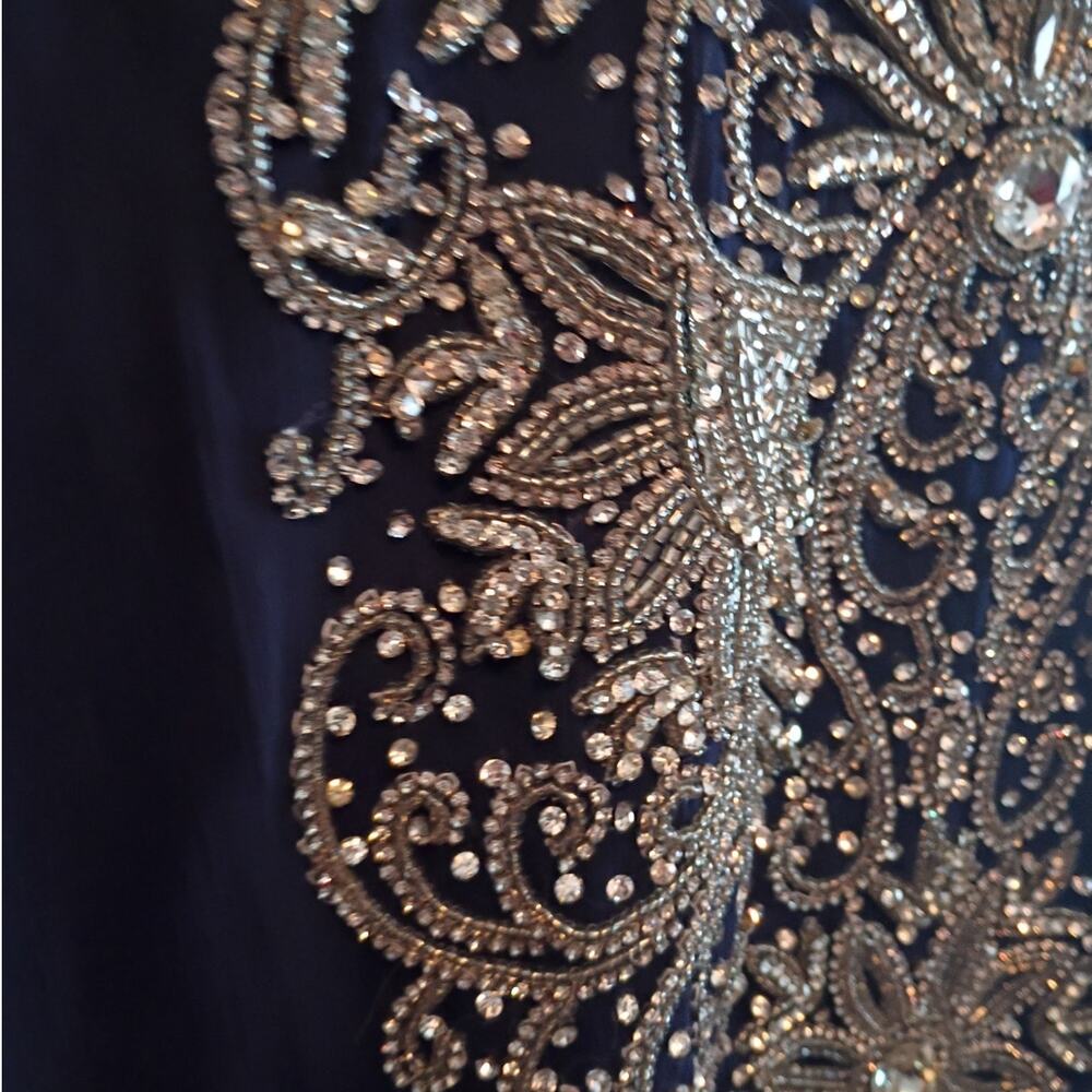Hand Beaded Indian Kaftan Robe One Size Floor Length Sheer Statement Caftan - Picture 9 of 13